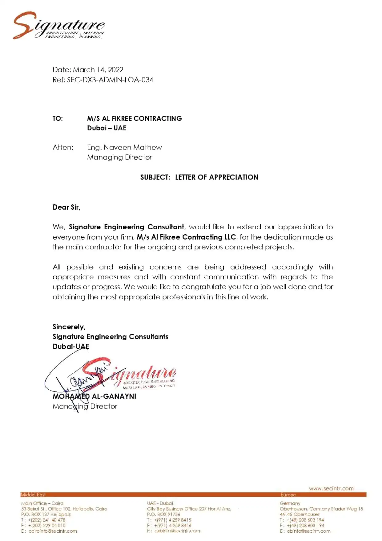 A heartfelt letter of appreciation expressing gratitude to an exceptional organization for their outstanding contributions.